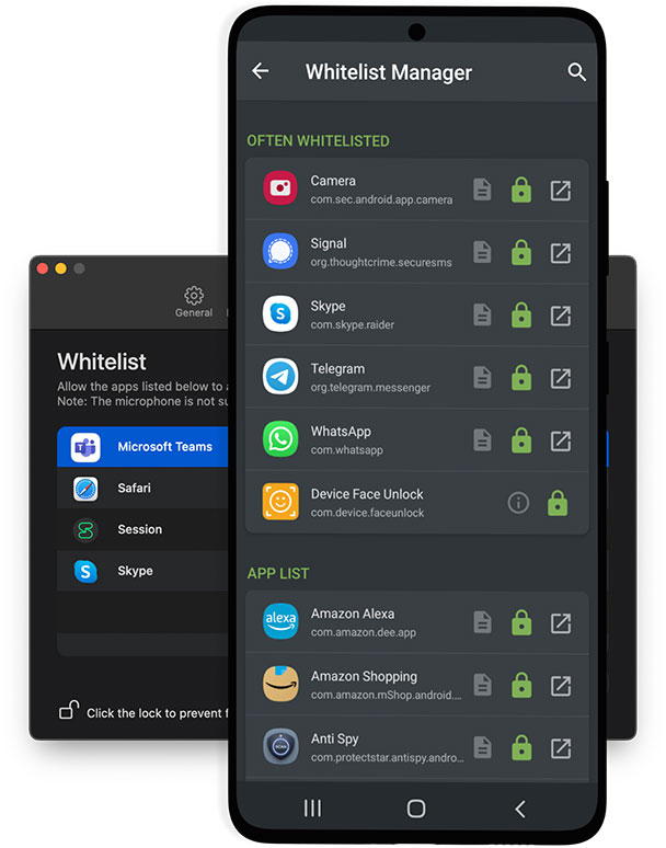 Only you decide which app is allowed to record you