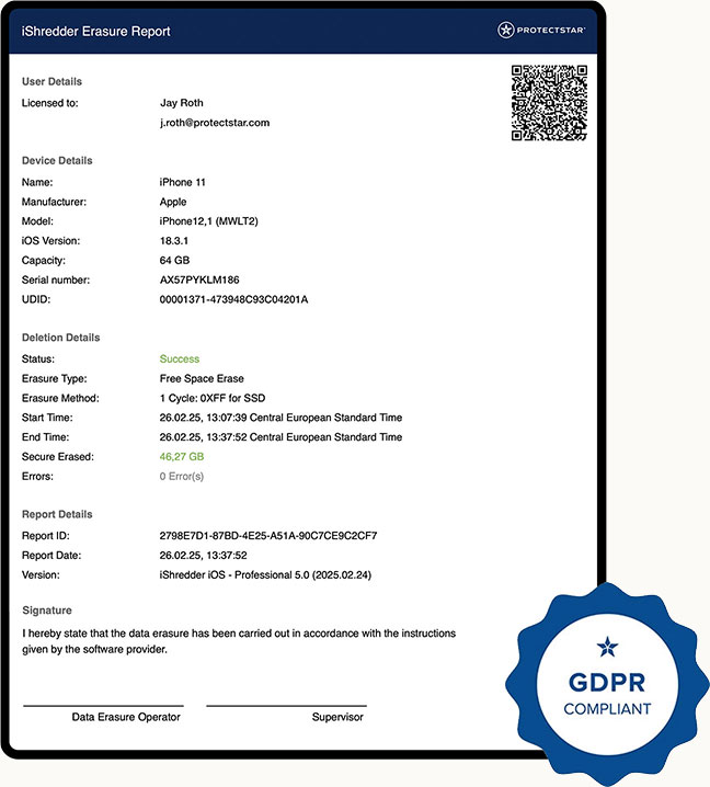 Relatório de apagamento